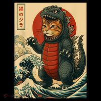 Catzilla Japanese Art Cat Cat Zilla 7-Panel Snapback Hat