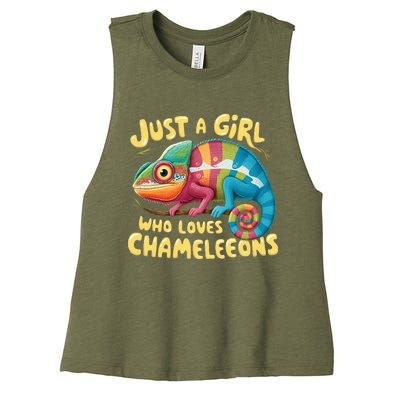 Chameleon Just A Girl Who Loves Chameleons Women's Racerback Cropped Tank