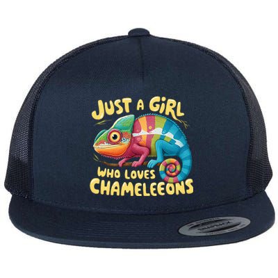 Chameleon Just A Girl Who Loves Chameleons Flat Bill Trucker Hat