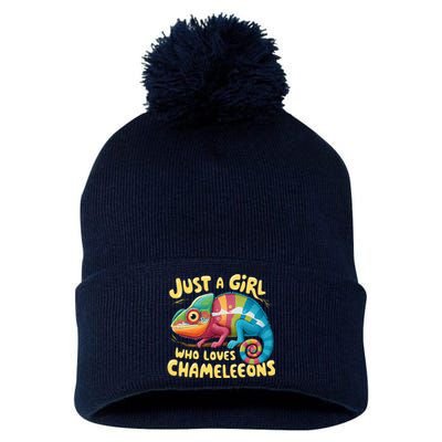 Chameleon Just A Girl Who Loves Chameleons Pom Pom 12in Knit Beanie