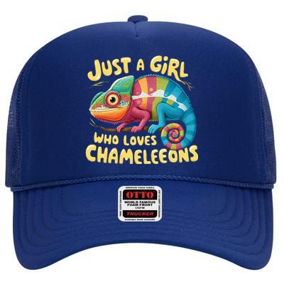 Chameleon Just A Girl Who Loves Chameleons High Crown Mesh Back Trucker Hat