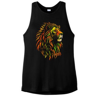 Celebrate Juneteenth African Lion Face Freedom Day 1865 Ladies PosiCharge Tri-Blend Wicking Tank