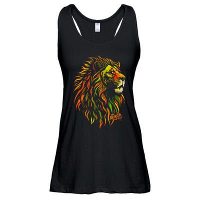 Celebrate Juneteenth African Lion Face Freedom Day 1865 Ladies Essential Flowy Tank