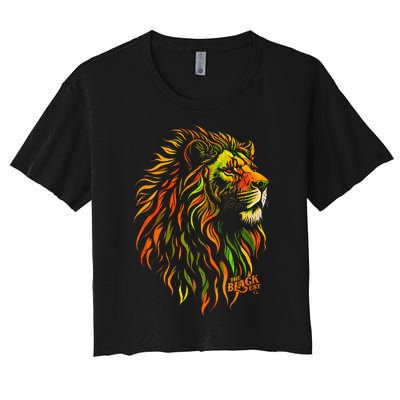 Celebrate Juneteenth African Lion Face Freedom Day 1865 Women's Crop Top Tee