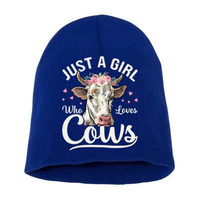 Cow Just A Girl Who Loves Cows Farmer Butcher Milk Short Acrylic Beanie