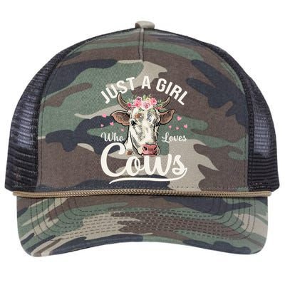 Cow Just A Girl Who Loves Cows Farmer Butcher Milk Retro Rope Trucker Hat Cap