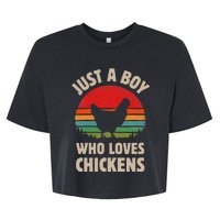 Chicken Just A Boy Who Loves Retro Farm Animal Farmer Sunset Bella+Canvas Jersey Crop Tee