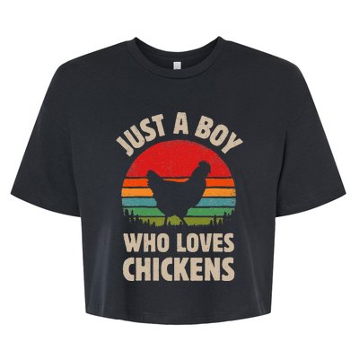 Chicken Just A Boy Who Loves Retro Farm Animal Farmer Sunset Bella+Canvas Jersey Crop Tee