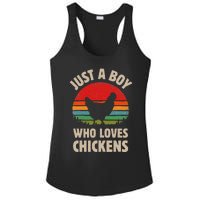 Chicken Just A Boy Who Loves Retro Farm Animal Farmer Sunset Ladies PosiCharge Competitor Racerback Tank