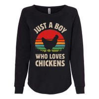 Chicken Just A Boy Who Loves Retro Farm Animal Farmer Sunset Womens California Wash Sweatshirt