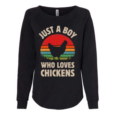 Chicken Just A Boy Who Loves Retro Farm Animal Farmer Sunset Womens California Wash Sweatshirt