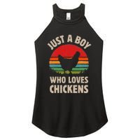 Chicken Just A Boy Who Loves Retro Farm Animal Farmer Sunset Women's Perfect Tri Rocker Tank