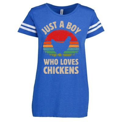 Chicken Just A Boy Who Loves Retro Farm Animal Farmer Sunset Enza Ladies Jersey Football T-Shirt