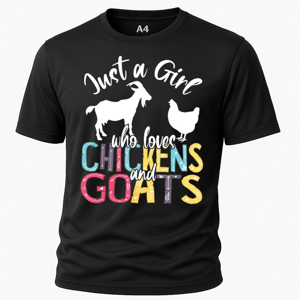Cute Just A Girl Who Loves Chickens Goats Farmer Girl Cooling Performance Crew T-Shirt