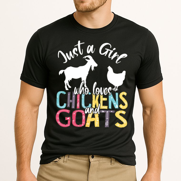 Cute Just A Girl Who Loves Chickens Goats Farmer Girl Cooling Performance Crew T-Shirt
