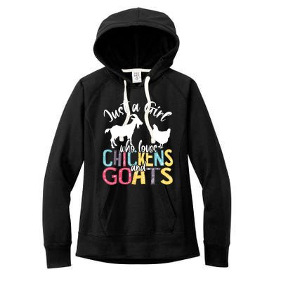 Cute Just A Girl Who Loves Chickens Goats Farmer Girl Women's Fleece Hoodie