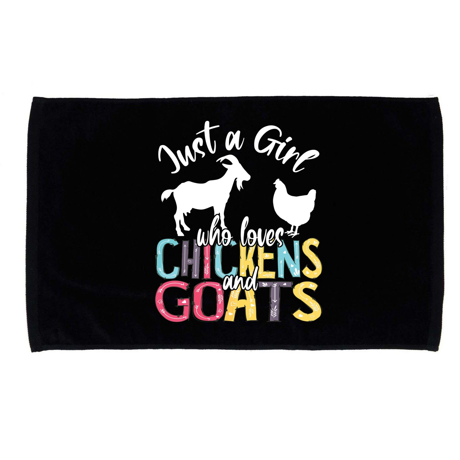 Cute Just A Girl Who Loves Chickens Goats Farmer Girl Microfiber Hand Towel