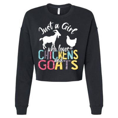 Cute Just A Girl Who Loves Chickens Goats Farmer Girl Cropped Pullover Crew