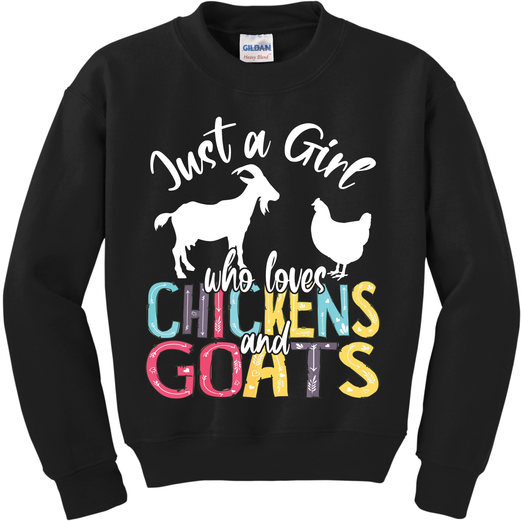 Cute Just A Girl Who Loves Chickens Goats Farmer Girl Kids Sweatshirt