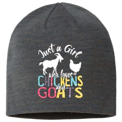 Cute Just A Girl Who Loves Chickens Goats Farmer Girl Sustainable Beanie