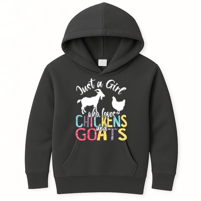 Cute Just A Girl Who Loves Chickens Goats Farmer Girl Kids Hoodie