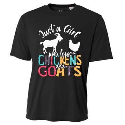 Cute Just A Girl Who Loves Chickens Goats Farmer Cooling Performance Crew T-Shirt