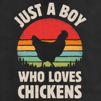 Chicken Just A Boy Who Loves Retro Farm Animal Farmer Sunset 7 Panel Mesh Trucker Snapback Hat