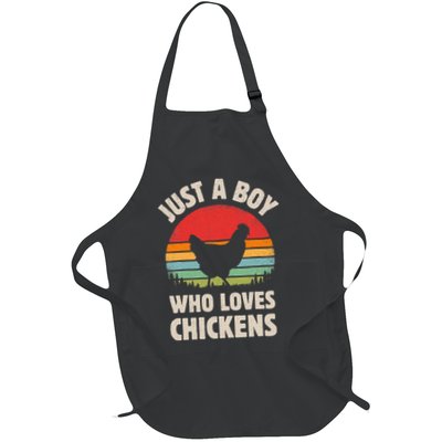 Chicken Just A Boy Who Loves Retro Farm Animal Farmer Sunset Apron