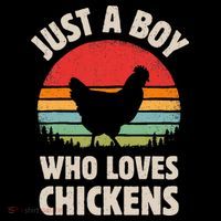 Chicken Just A Boy Who Loves Retro Farm Animal Farmer Sunset T-Shirt