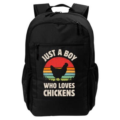 Chicken Just A Boy Who Loves Retro Farm Animal Farmer Sunset Backpack