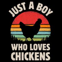 Chicken Just A Boy Who Loves Retro Farm Animal Farmer Sunset 16 in Basic Backpack