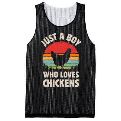 Chicken Just A Boy Who Loves Retro Farm Animal Farmer Sunset Mesh Reversible Basketball Jersey Tank