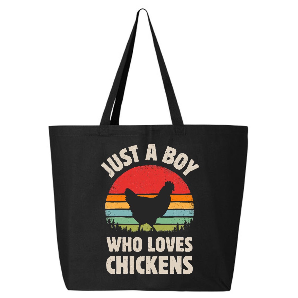 Chicken Just A Boy Who Loves Retro Farm Animal Farmer Sunset 25L Jumbo Tote