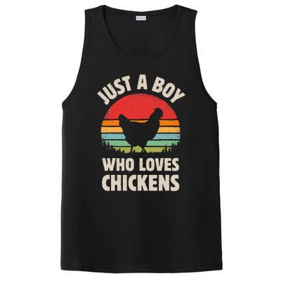 Chicken Just A Boy Who Loves Retro Farm Animal Farmer Sunset PosiCharge Competitor Tank