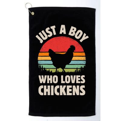 Chicken Just A Boy Who Loves Retro Farm Animal Farmer Sunset Golf Towel