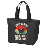 Chicken Just A Boy Who Loves Retro Farm Animal Farmer Sunset Zip Tote Bag
