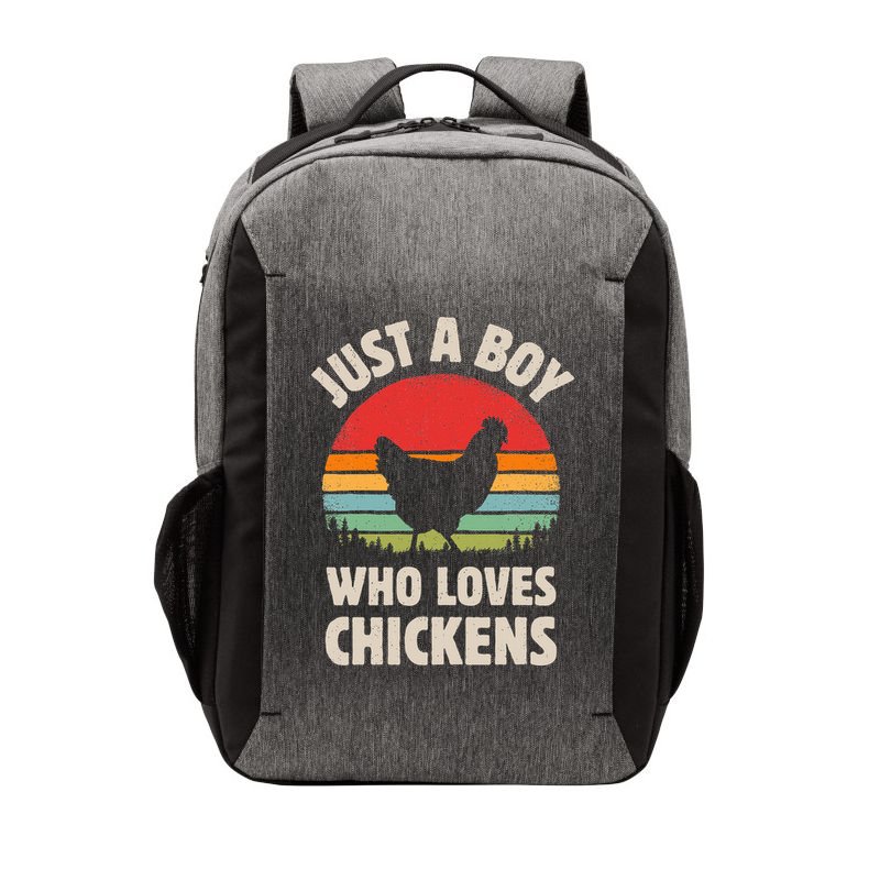 Chicken Just A Boy Who Loves Retro Farm Animal Farmer Sunset Vector Backpack