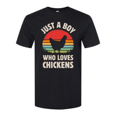 Chicken Just A Boy Who Loves Retro Farm Animal Farmer Sunset Softstyle CVC T-Shirt