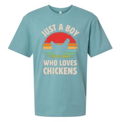 Chicken Just A Boy Who Loves Retro Farm Animal Farmer Sunset Sueded Cloud Jersey T-Shirt