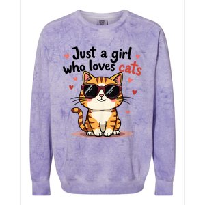 Cats Just A Girl Who Loves Cats Colorblast Crewneck Sweatshirt