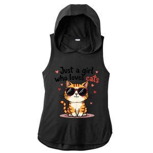 Cats Just A Girl Who Loves Cats Ladies PosiCharge Tri-Blend Wicking Draft Hoodie Tank