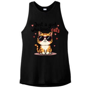 Cats Just A Girl Who Loves Cats Ladies PosiCharge Tri-Blend Wicking Tank