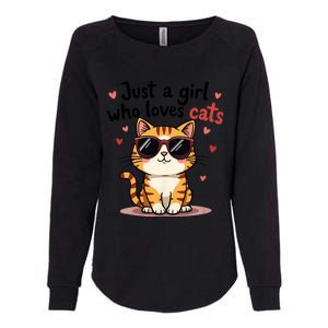 Cats Just A Girl Who Loves Cats Womens California Wash Sweatshirt