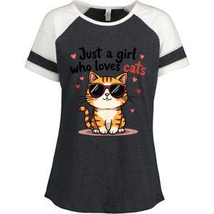 Cats Just A Girl Who Loves Cats Enza Ladies Jersey Colorblock Tee