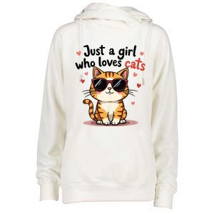 Cats Just A Girl Who Loves Cats Womens Funnel Neck Pullover Hood