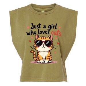 Cats Just A Girl Who Loves Cats Garment-Dyed Women's Muscle Tee