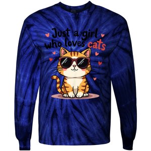 Cats Just A Girl Who Loves Cats Tie-Dye Long Sleeve Shirt