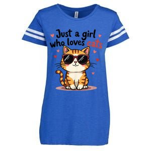 Cats Just A Girl Who Loves Cats Enza Ladies Jersey Football T-Shirt