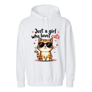 Cats Just A Girl Who Loves Cats Garment-Dyed Fleece Hoodie