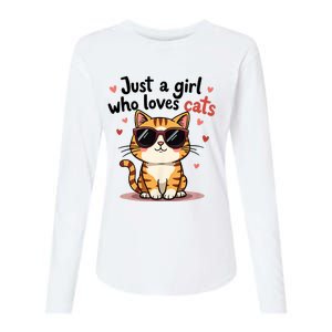 Cats Just A Girl Who Loves Cats Womens Cotton Relaxed Long Sleeve T-Shirt